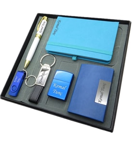 Signator® Aqua  İsme Özel Set - 32 Gb. Usb Bellek + Çakmak + Not Defteri  + Anahtarlık + Kalem ve Kartvizitlik  Kişiye Özel Hediyelik Set (Karışık)