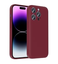 Apple iPhone 14 Pro Uyumlu Kılıf Kamera Korumalı Kartlık Hazneli Zore Vitra Kapak (Mürdüm)