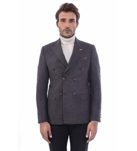 Kruvaze Slim Fit Erkek Kahverengi Ceket - Wessi
