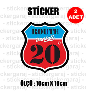 20 denizli memleket rota gidiş etiket sticker çıkartma - 2 adet - motosiklet araba otomobil kamyon kamyonet cam uyumlu