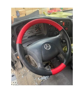 DİKİŞLİ DİREKSİYON KILIFI SİYAH - KIRMIZI- SİYAH DİKİŞLİ TIR MERCEDES.