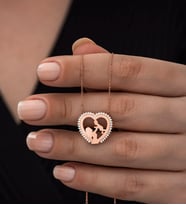 925 Ayar Anne Bebek Kalp Kolye Kadın Gümüş Kolye