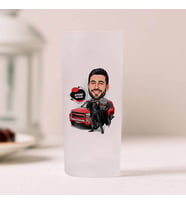 Kırmızı Arazi Arabası ve Ben Karikatürlü Rakı Bardağı 2’li Set