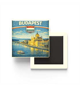 Retro Macaristan Budapeşte Şehri Temalı Vintage Buzdolap Magneti – 9x9 cm