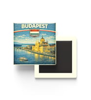 Retro Macaristan Budapeşte Şehri Temalı Vintage Buzdolap Magneti – 9x9 cm