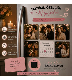 6'lı Polaroid Magneti Sevgiliye Özel Tarihli Kişiselleştirilebilir Romantik Hediye Seti