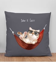 BK Gift Kedi Tasarımlı Antrasit Kırlent Yastık, Arkadaşa Hediye, Ev Dekorasyonu, Ev Hediyesi-2