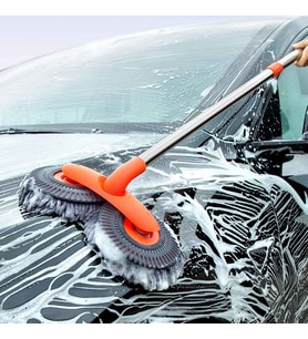 360° Dönebilen Teleskopik Mikrofiber Araba Yıkama Fırçası – Çift Başlıklı Oto Temizlik Mopu