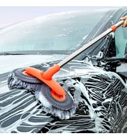 360° Dönebilen Teleskopik Mikrofiber Araba Yıkama Fırçası – Çift Başlıklı Oto Temizlik Mopu