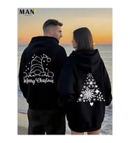 Merry Christmas Sevgili Kombini Hoodie – Unisex Oversize Kapüşonlu Sweatshirt 2’li Set (Siyah)