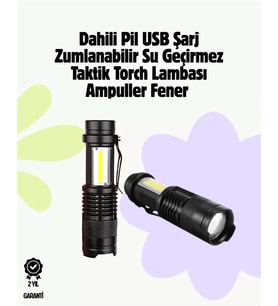 2000 Lümen Led El Feneri - Suya Dayanıklı, Odaklı, Klipsli