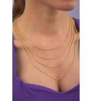 14 Ayar Altın Işıltılı Burgu Halat Zincir Kolye 1.50 mm (Rose)