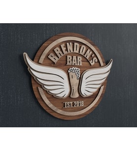 BK Gift Kişiye Özel Tasarım Yuvarlak Ahşap Bar Tabelası 43cm, Home Bar Tabela, Rustik Ev Dekorasyonu, Arkadaşa Hediye