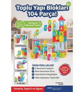 104 Parça Bilyalı Yapı Blokları Eğitici Zeka Geliştirici Labirent Oyuncak Seti 3+ Yaş
