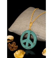 Sertifikalı Gold Barış Sembolü Firuze - Turkuaz Taşı Kolye (Çok Renkli)