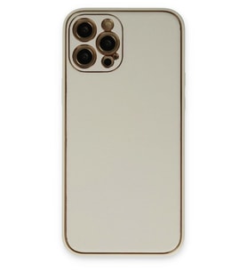 Newface Apple iPhone 12 Pro Kılıf Coco Deri Silikon Kapak - Beyaz