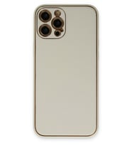 Newface Apple iPhone 12 Pro Kılıf Coco Deri Silikon Kapak - Beyaz