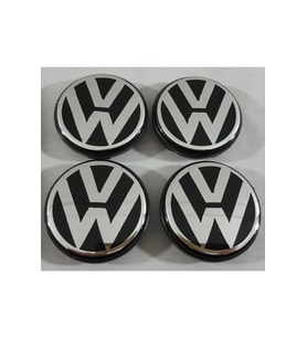 Volkswagen Vw Geçme Jant Göbeği 4 Lü 60mm-55mm Passat Jetta Golf Tiguan 4 Adet (Siyah - Beyaz)