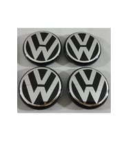 Volkswagen Vw Geçme Jant Göbeği 4 Lü 60mm-55mm Passat Jetta Golf Tiguan 4 Adet (Siyah - Beyaz)