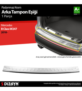 S-Dizayn Mercedes B Class W247 Krom Arka Tampon Eşiği 2018 Üzeri