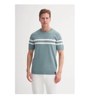 Cazador Regular Fit Çizgi Desenli Triko Mavi Erkek T-Shirt 30360