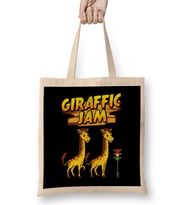 Adorable Giraffic Jam Pun Traffic Jam Giraffes Bez Çanta Uzun Saplı