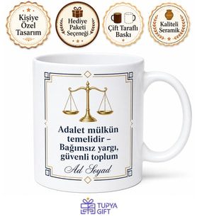 Bağımsız Yargı Güvenli Toplum Adalet Hukuk Temalı Kupa Bardak Hediye
