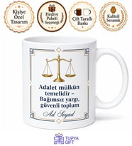 Bağımsız Yargı Güvenli Toplum Adalet Hukuk Temalı Kupa Bardak Hediye