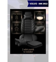volvo s60 2022 Koltuk ve Kılıf uyumlu Siyah Minder Yastık Lüks 2 Minder 2 Yastık