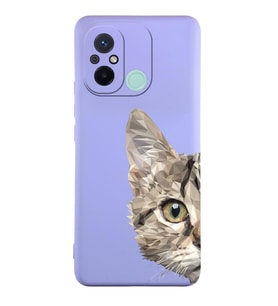 Xiaomi Redmi 12c Uyumlu Lansman Kılıf Catface Tasarımlı İçi Kadife Kapak-Lila (Şeffaf)