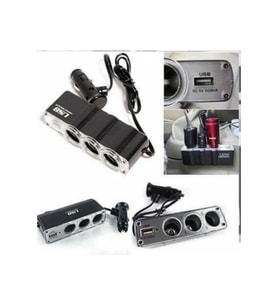 10 ADET 3 Port 1 Usb Oto Araç Çakmaklık Çoğaltıcı Soket Çoklayıcı 12v