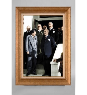 Çerçeveli Paspartulu Atatürk Tablo a66 (Gold)
