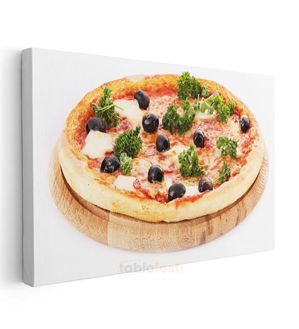 Margarita Pizza - Zeytinli ve Yeşillikli Özel Tarif Kanvas Tablo