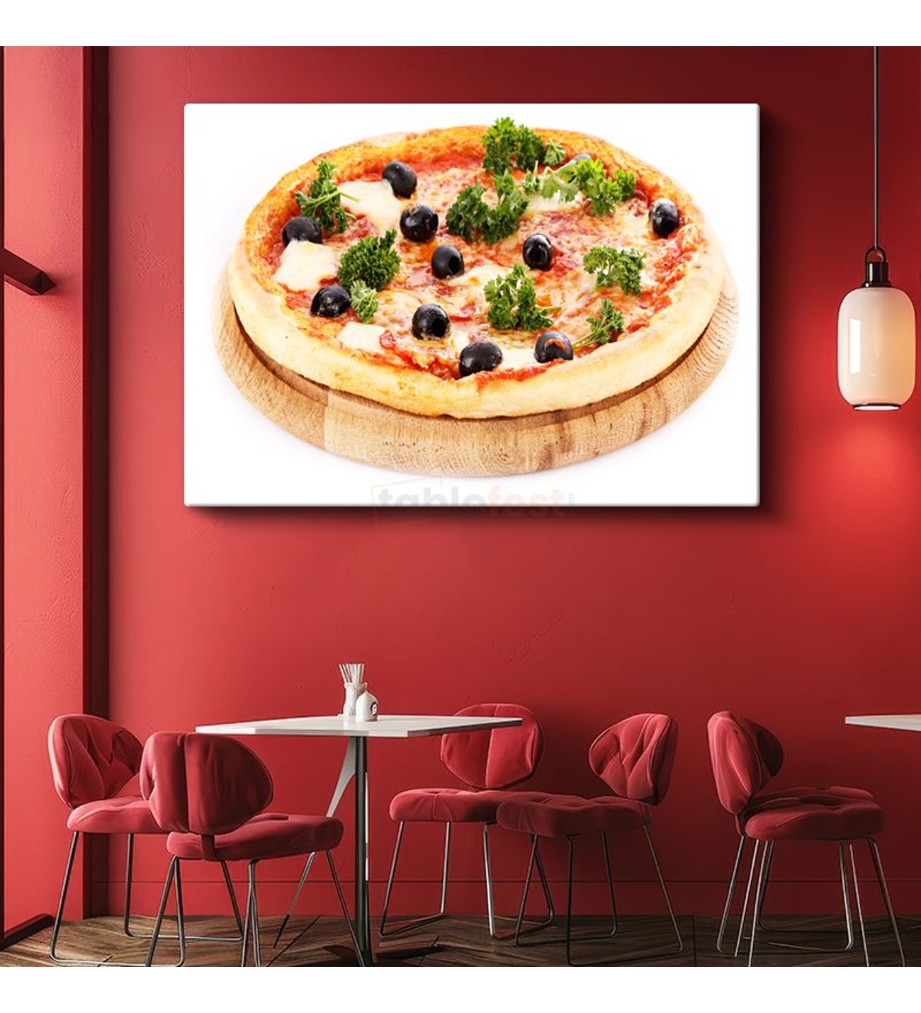 Margarita Pizza - Zeytinli ve Yeşillikli Özel Tarif Kanvas Tablo