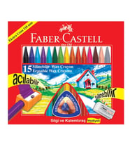 FABER CASTELL SİLİNEBİLİR WAX CRAYON PASTEL BOYA 15'Lİ