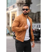 Unisex Süet Kolej Ceket - Günlük ve Spor Kombinlerin Vazgeçilmezi (Taba)