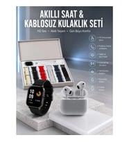 Mey İthalat® 7 Kordonlu Akıllı Saat Ve 3.Nesil Kulaklık Dokunmatik Ekran Sesli Görüşme Yapabilen