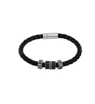 Monemel Swarovski Deri Erkek Bileklik (Altın Kaplama)