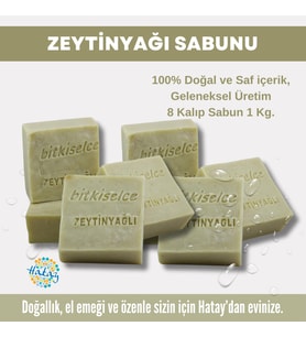 Bitkiselce Saf ve doğal içeriklerle Zeytinyağı Sabunu  950 gr (8 Kalıp)