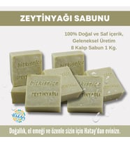 Bitkiselce Saf ve doğal içeriklerle Zeytinyağı Sabunu  950 gr (8 Kalıp)