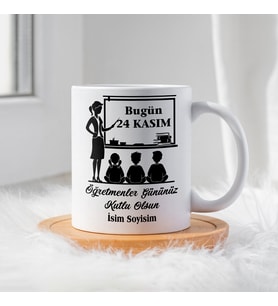Öğretmenler Günü İçin Kişiye Özel Porselen Kupa Bardak - BY-KP-0000285 (Beyaz)