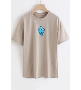 Unisex Su Avatar Baskılı T-shirt (Bej)