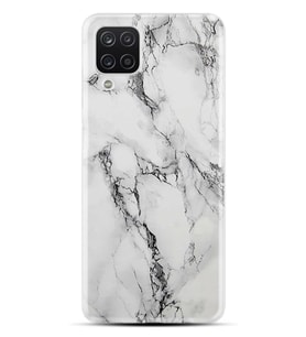 Kılıfland Samsung Galaxy A12 Kılıf Silikon Resimli Kapak Fragile White Marble Mermer Stok 1103