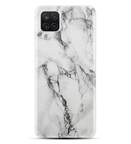 Kılıfland Samsung Galaxy A12 Kılıf Silikon Resimli Kapak Fragile White Marble Mermer Stok 1103