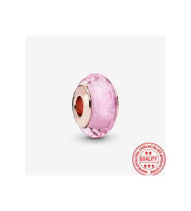 925 Ayar Yönlü Pembe Murano Cam Charm