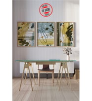 Dekoratif 3’lü Ahşap Tablo Seti  UV Baskı Çerçeveli Duvar Tablosu V12