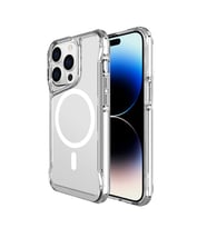 Vendas iPhone 15 Pro Max Uyumlu (15 Pro Max) Door Serisi Magsafe Destekli Darbe Direçli Elektroplated Şeffaf T-Max Kılıf (Renksiz)