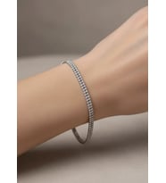 Çelik Silver Yan Yana Mini Yuvarlak Taşlı Su Yolu Bileklik - 26slb47