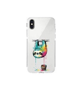 iPhone X ile Uyumlu Splash Tembel Hayvan Tasarımlı Şeffaf Silikon Kılıf