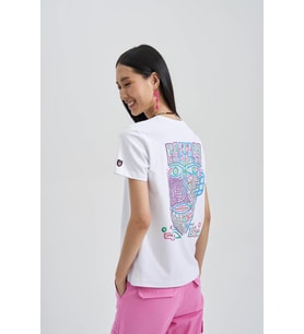 Face Of Niho Kadın Baskı Taş T-Shirt (Beyaz)